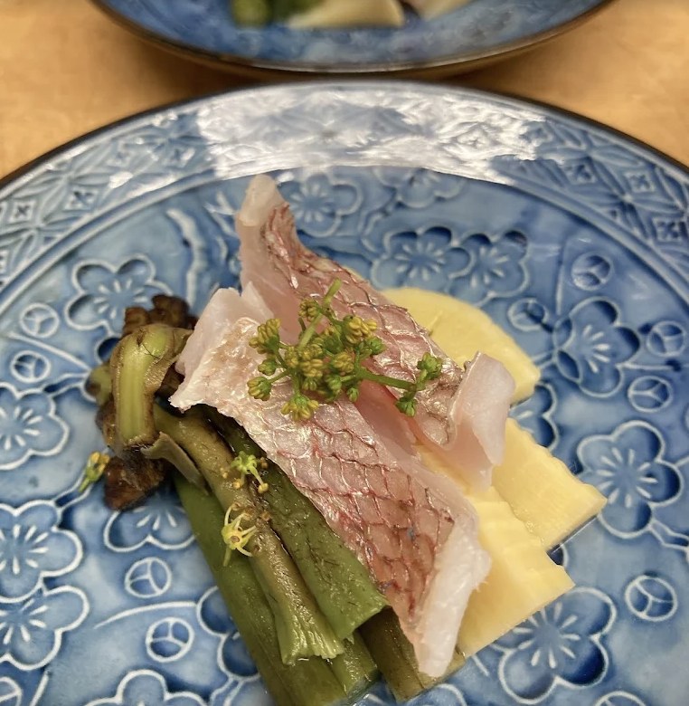 鯛と春の山菜